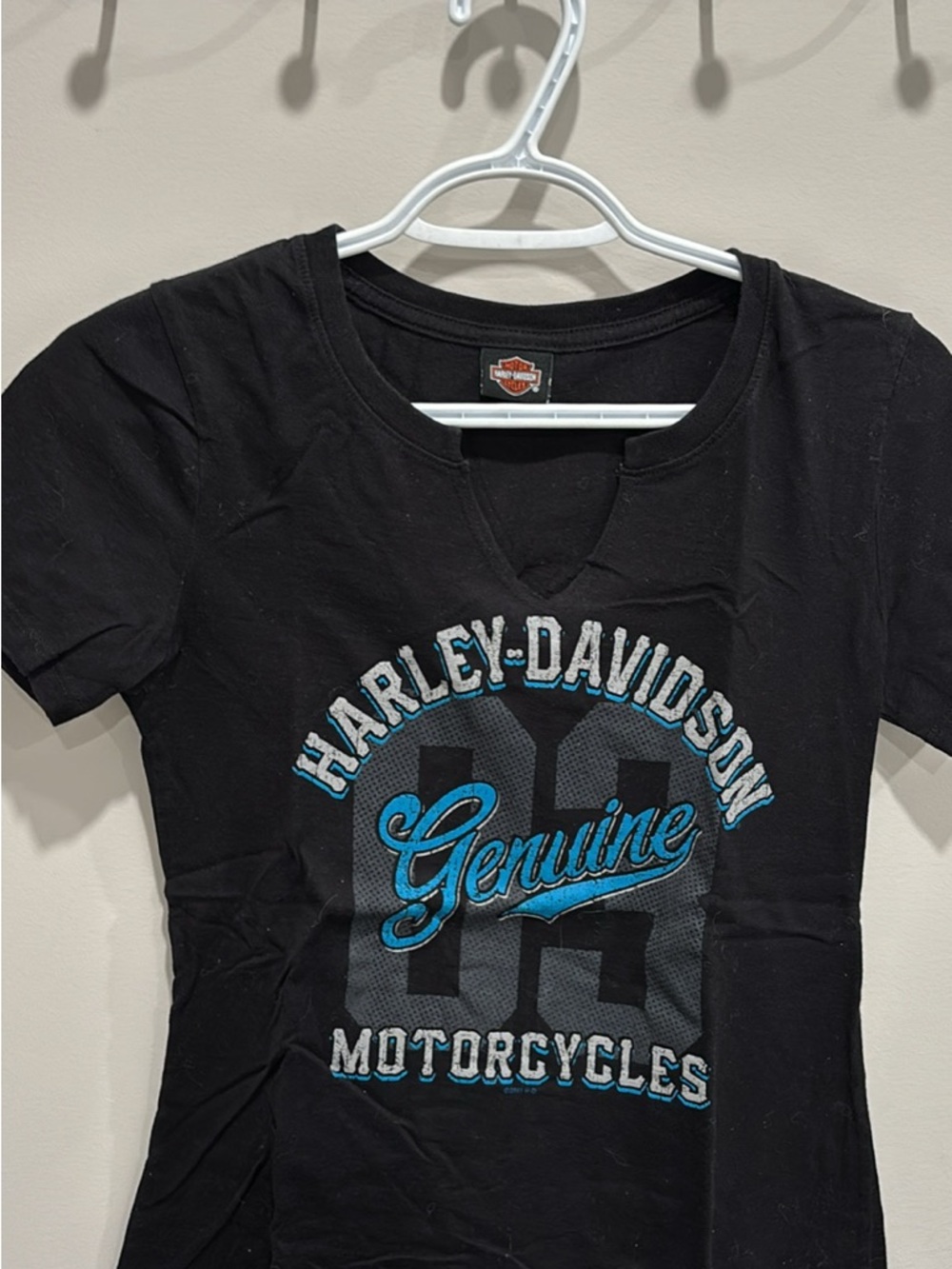 Harley-Davidson Black T-Shirt with Blue and White Graphic